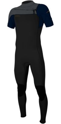 2026 O'Neill Herre Hammer 2mm Chest Zip Våddragt Med Korte ærmer 5056 - Black / Abyss / Graphite